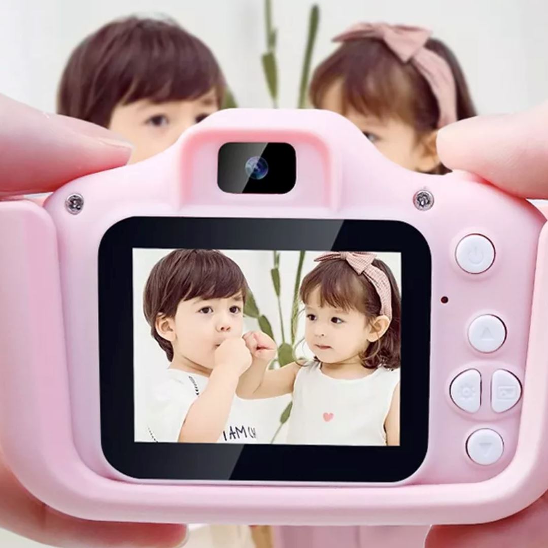 Mini Câmera Fotográfica Infantil 20MP - Rosa Brincar Mundo Azul