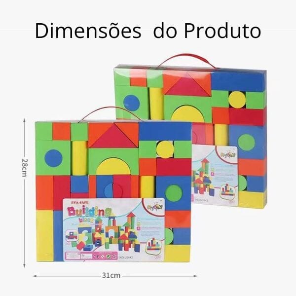 Blocos de Construção em EVA Infantil 46 peças - Coloridos Construção013 Brincar Mundo Azul 