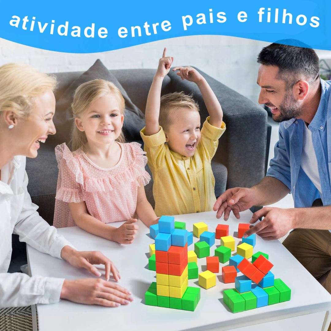 Blocos de Construção Magnéticos Montessori - Brinquedo Educativo Infantil Construção004 Brincar Mundo Azul 