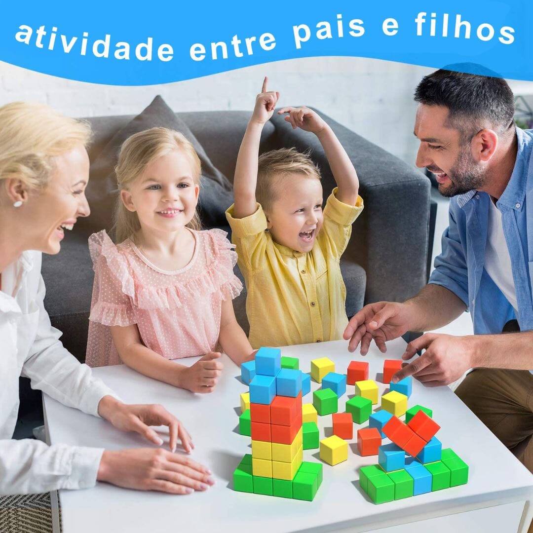 Blocos Magnéticos Montessori para Crianças Construção009 Brincar Mundo Azul 