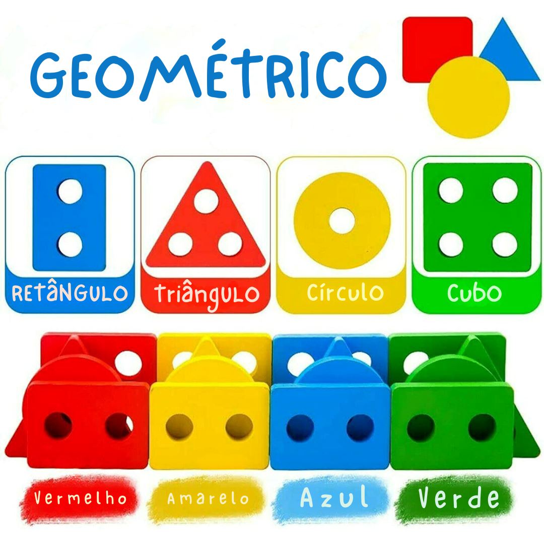 Brinquedo Montessori de Triagem e Empilhamento para Educação de Cores e Formas Montessori006 Brincar Mundo Azul 