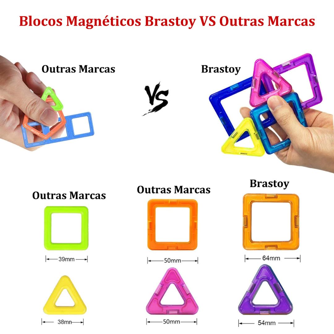 Conjunto de Blocos Magnéticos Montessori 120 Peças - Brinquedos Educativos para Crianças Construção005 Brincar Mundo Azul 