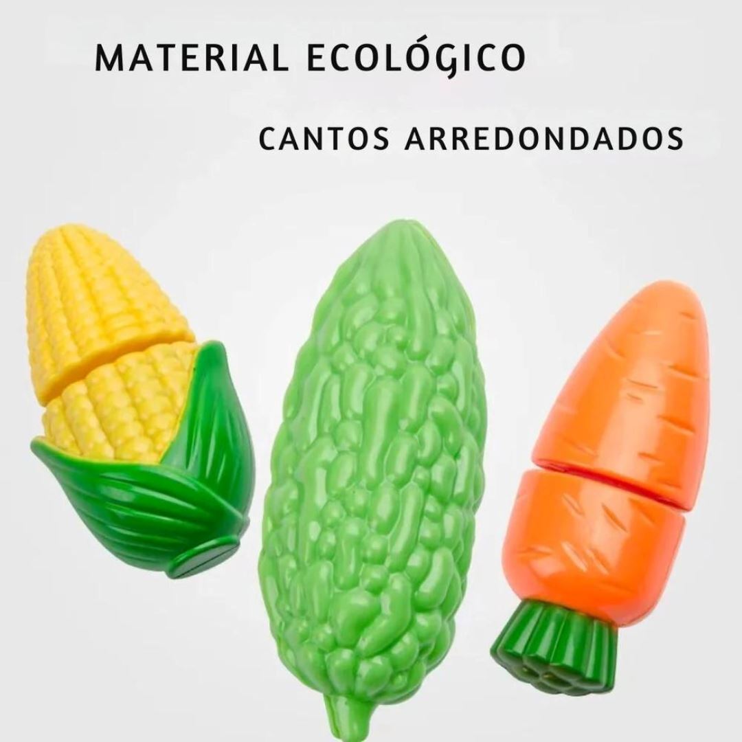 Conjunto Infantil para Corte de Frutas e Vegetais em Plástico Habilidades Motoras012 Brincar Mundo Azul 