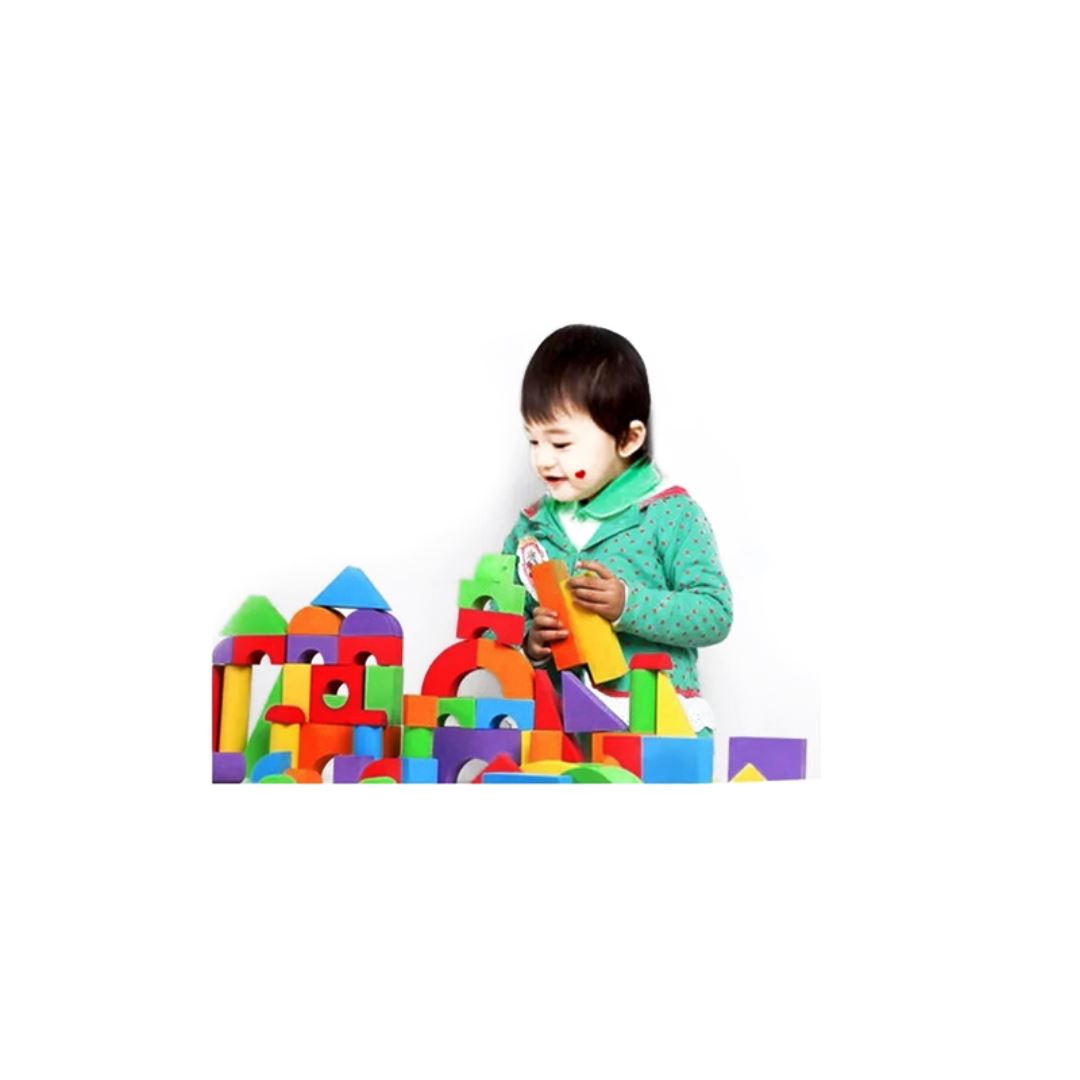 ConstruBlocos Coloridos - Conjunto de 50 Peças para Desenvolvimento Infantil Construção002 Brincar Mundo Azul 