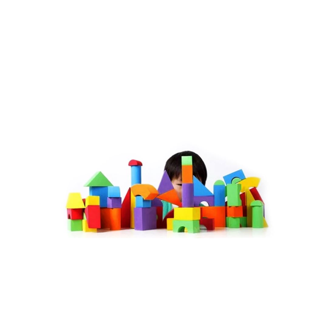 ConstruBlocos Coloridos - Conjunto de 50 Peças para Desenvolvimento Infantil Construção002 Brincar Mundo Azul 