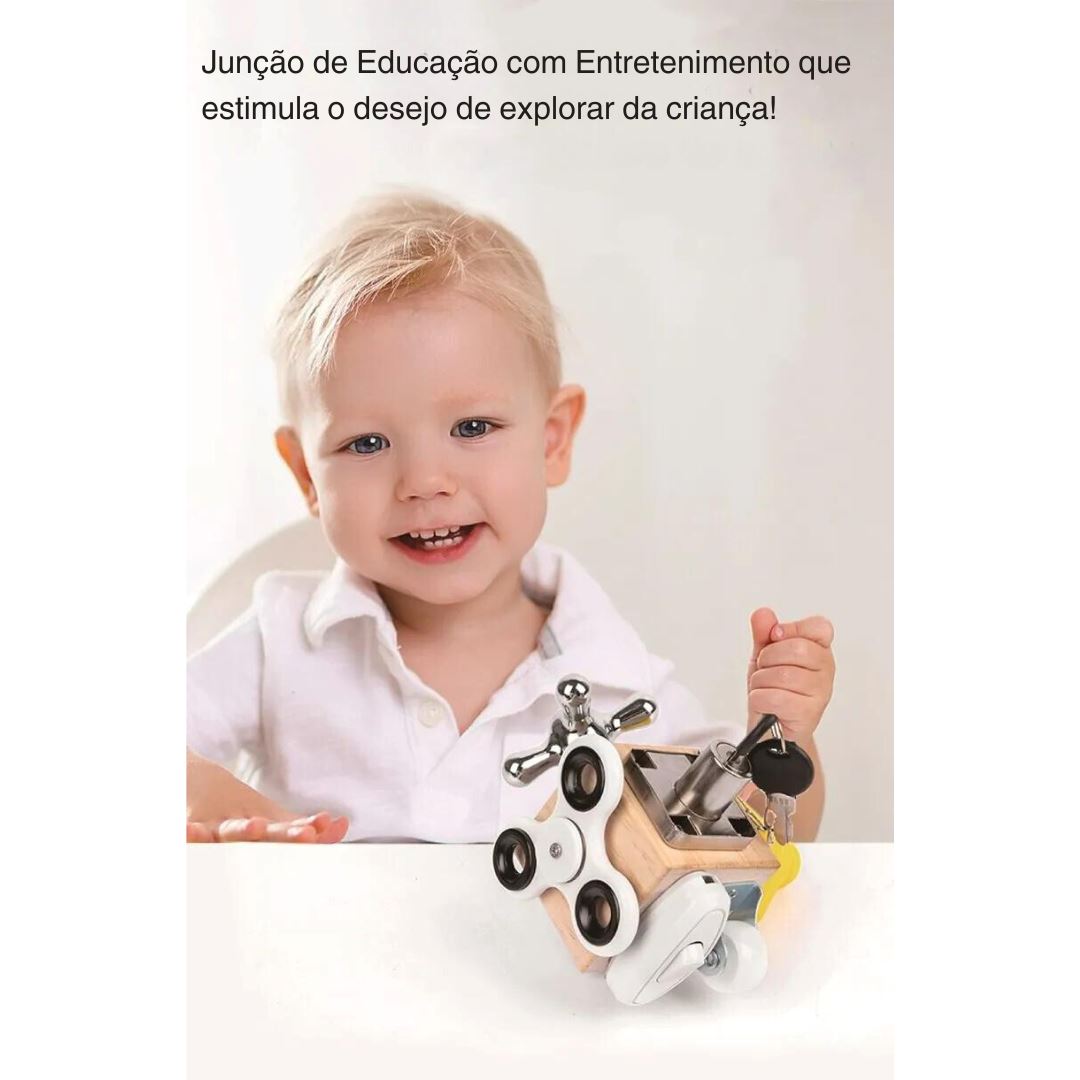 Cubo Montessori de Atividades Sensoriais para Crianças Brinquedos Sensoriais003 Brincar Mundo Azul 