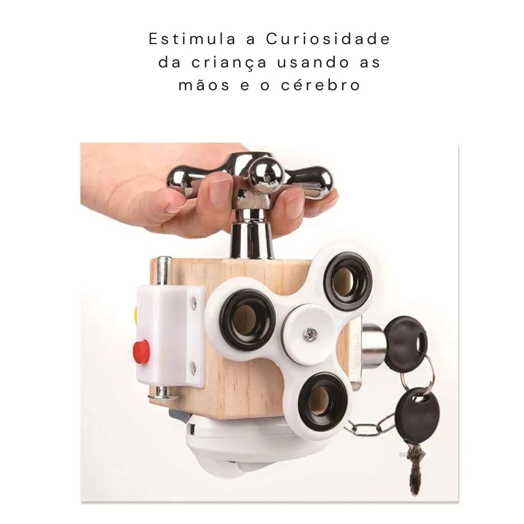 Cubo Montessori de Atividades Sensoriais para Crianças Brinquedos Sensoriais003 Brincar Mundo Azul 