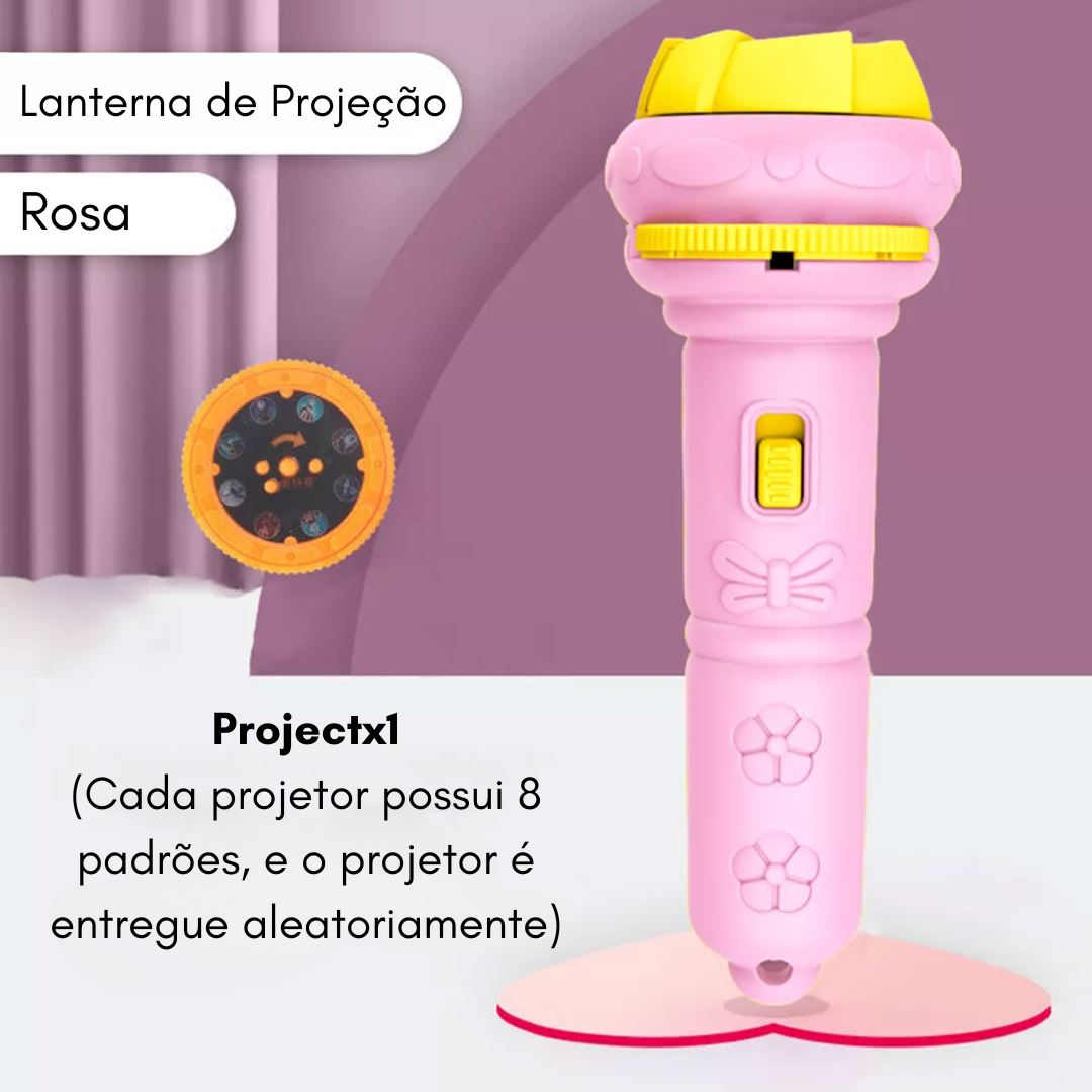 Lanterna Projetora com Desenhos Animados - Rosa Montessori010 Brincar Mundo Azul 