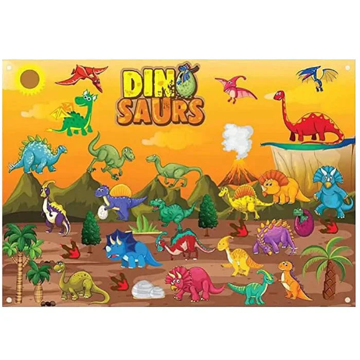 Painel de Feltro Montessori para Crianças - Parque dos Dinossauros Quebra-Cabeças013 Brincar Mundo Azul Dinossauros 2 