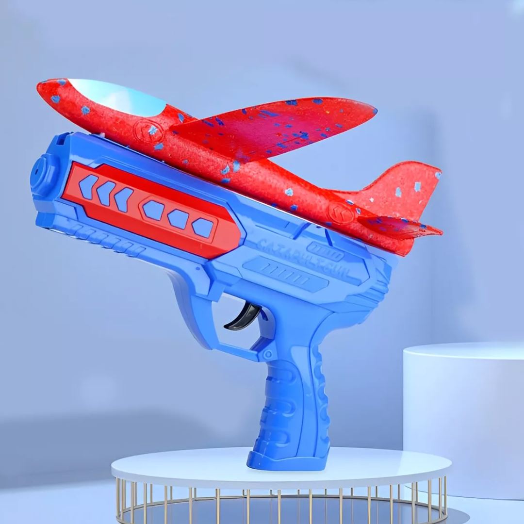 Pistola Lança Avião em Espuma - Azul Brinquedos Sensoriais010 Brincar Mundo Azul 