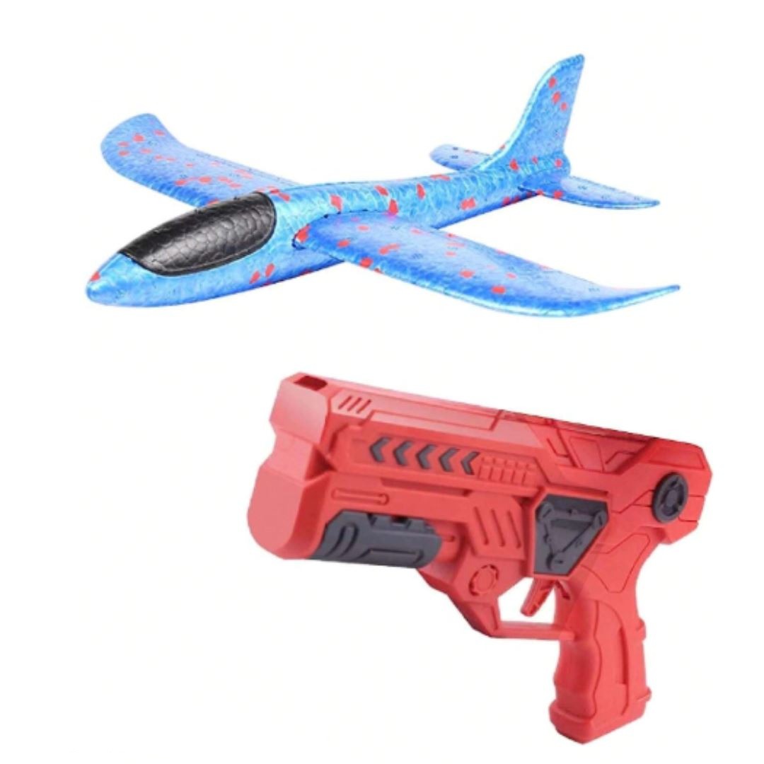 Pistola Lança Avião em Espuma - Vermelho Brinquedos Sensoriais009 Brincar Mundo Azul 