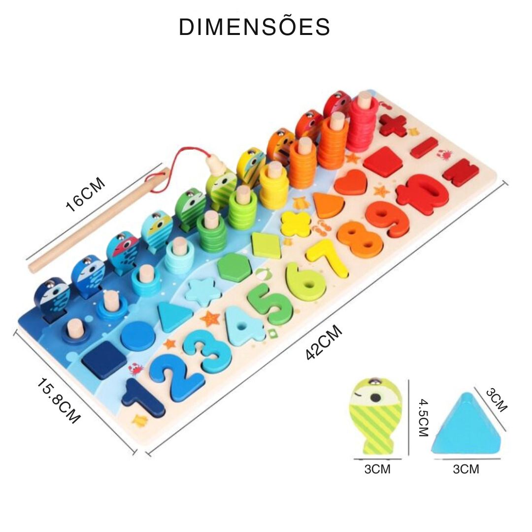 Quebra-Cabeça Matemático Montessori de Madeira para Crianças Montessori005 Brincar Mundo Azul 