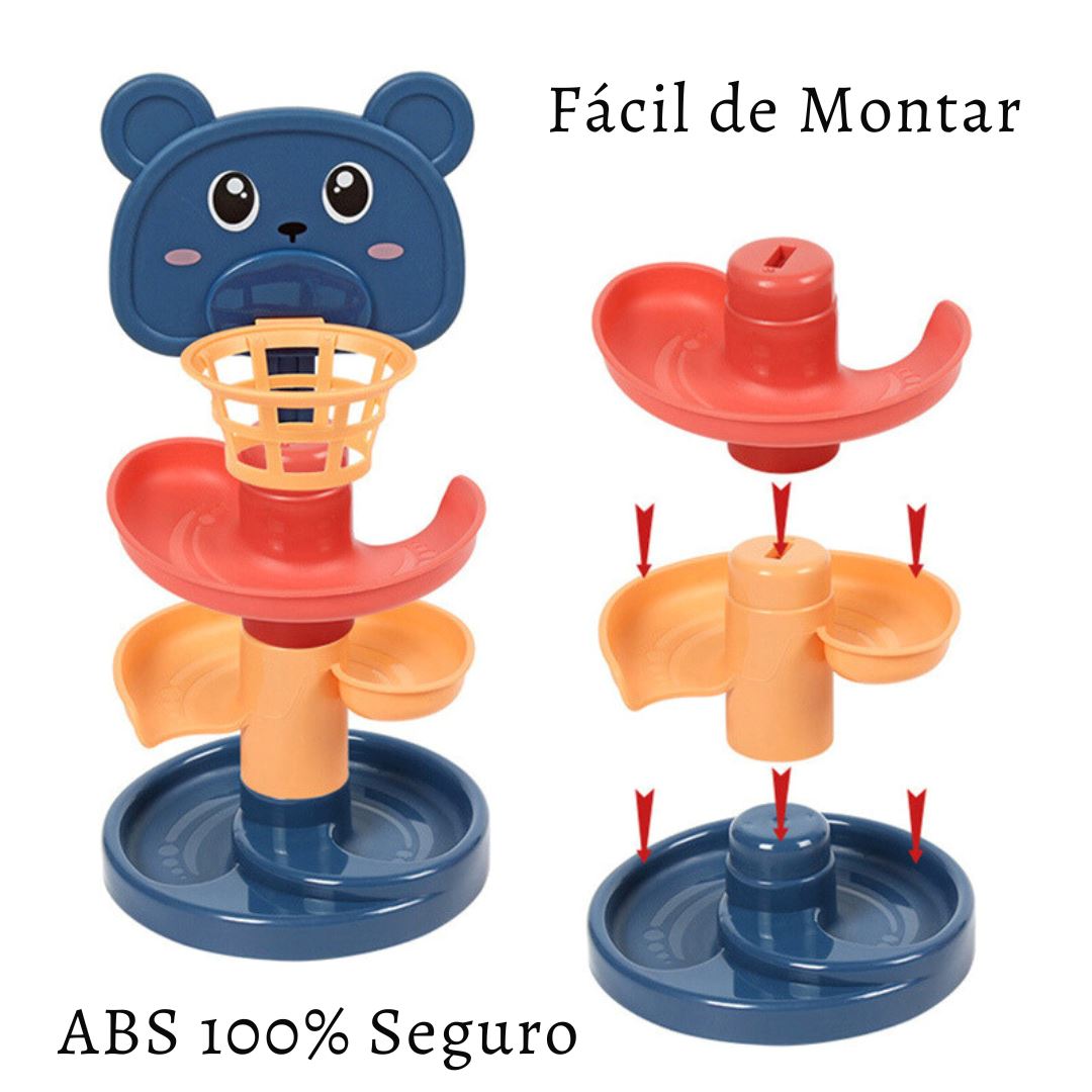 Torre de Bolinhas Giratórias Empilháveis para Bebês - Brinquedo Educativo Precoce Montessori002 Brincar Mundo Azul 