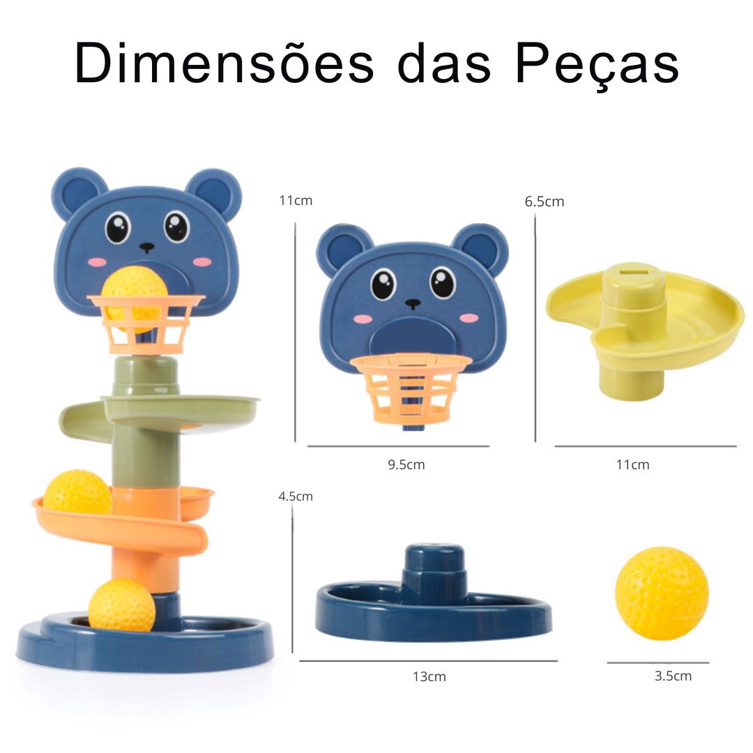 Torre de Bolinhas Giratórias Empilháveis para Bebês - Brinquedo Educativo Precoce Montessori002 Brincar Mundo Azul 