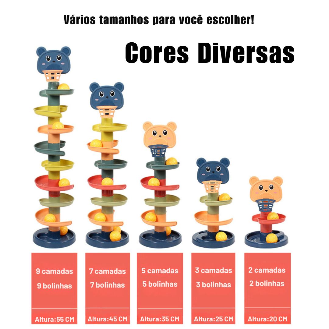 Torre de Bolinhas Giratórias Empilháveis para Bebês - Brinquedo Educativo Precoce Montessori002 Brincar Mundo Azul 